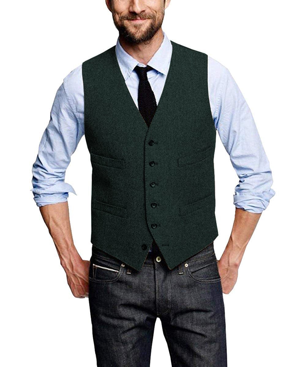 Tiavllya Tiavllya Casual Men's Tweed Herringbone V Neck Vest