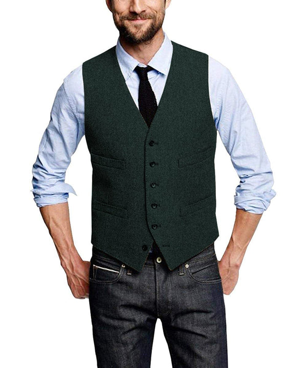 Tiavllya Tiavllya Casual Men's Tweed Herringbone V Neck Vest