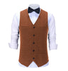 Tiavllya Tiavllya Casual Mens Regular Fit Tweed Herringbone V Neck Waistcoat