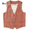Tiavllya Tiavllya Casual Mens waistcoat Flat Linen V Neck Waistcoat For Wedding
