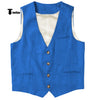 Tiavllya Tiavllya Casual Mens waistcoat Flat Linen V Neck Waistcoat For Wedding