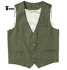 Tiavllya Tiavllya Casual Mens waistcoat Flat Linen V Neck Waistcoat For Wedding