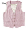 Tiavllya Tiavllya Casual Mens waistcoat Flat Linen V Neck Waistcoat For Wedding