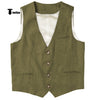 Tiavllya Tiavllya Casual Mens waistcoat Flat Linen V Neck Waistcoat For Wedding
