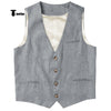 Tiavllya Tiavllya Casual Mens waistcoat Flat Linen V Neck Waistcoat For Wedding