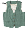 Tiavllya Tiavllya Casual Mens waistcoat Flat Linen V Neck Waistcoat For Wedding