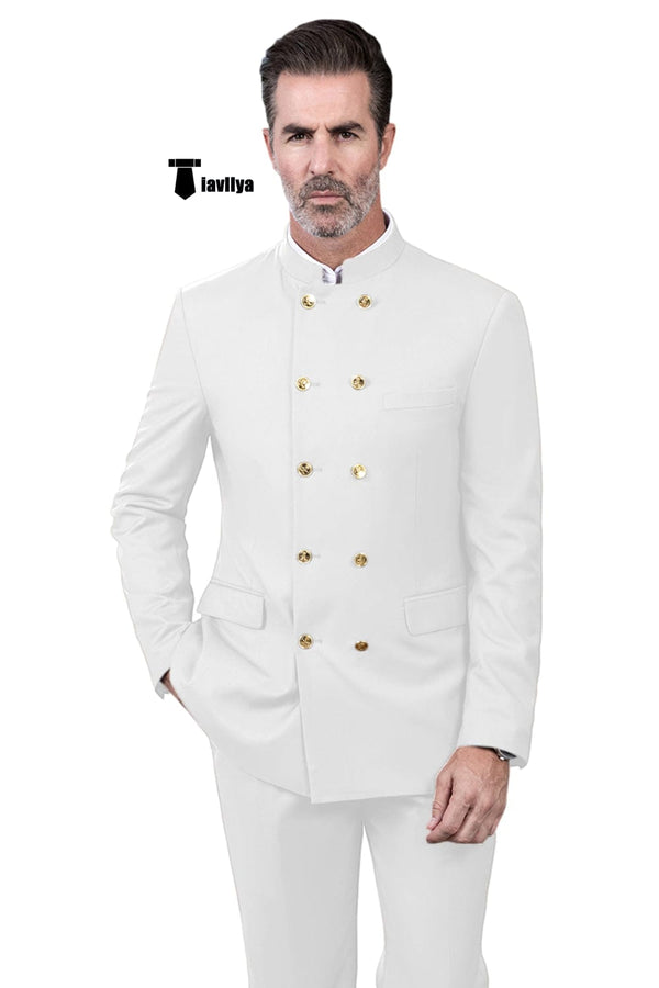 Tiavllya Tiavllya Classic 2 Piece Men's Slim Fit Stand Collar Suit (Blazer+Pants）