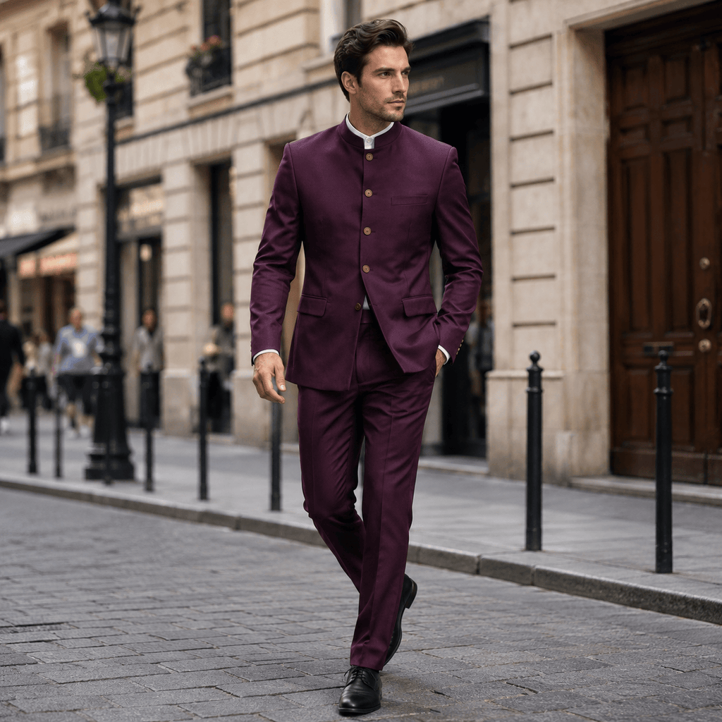 Tiavllya Tiavllya Classic 2 Piece Men's Stand Collar Suit