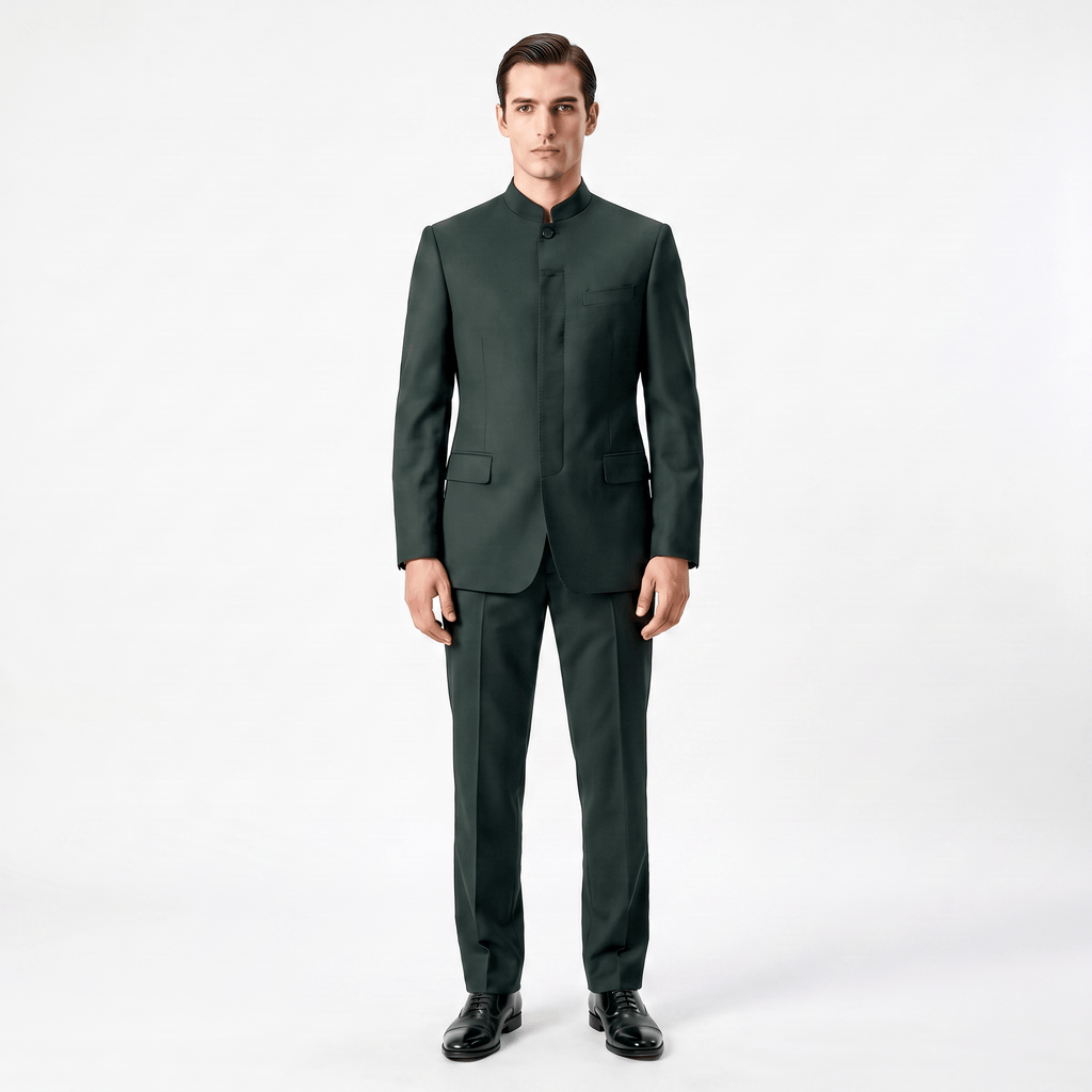 Tiavllya Tiavllya Classic 2 Piece Men's Suit Slim Fit Solid Stand Collar Wedding Suit (Blazer+Pants）
