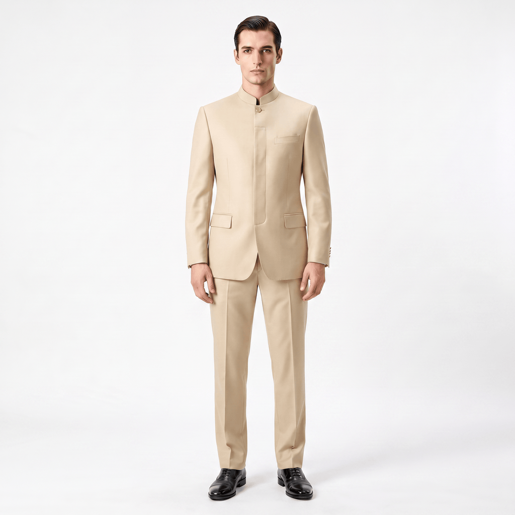 Tiavllya Tiavllya Classic 2 Piece Men's Suit Slim Fit Solid Stand Collar Wedding Suit (Blazer+Pants）