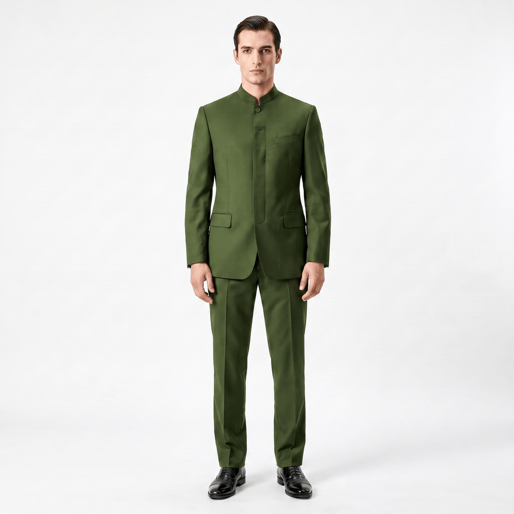 Tiavllya Tiavllya Classic 2 Piece Men's Suit Slim Fit Solid Stand Collar Wedding Suit (Blazer+Pants）