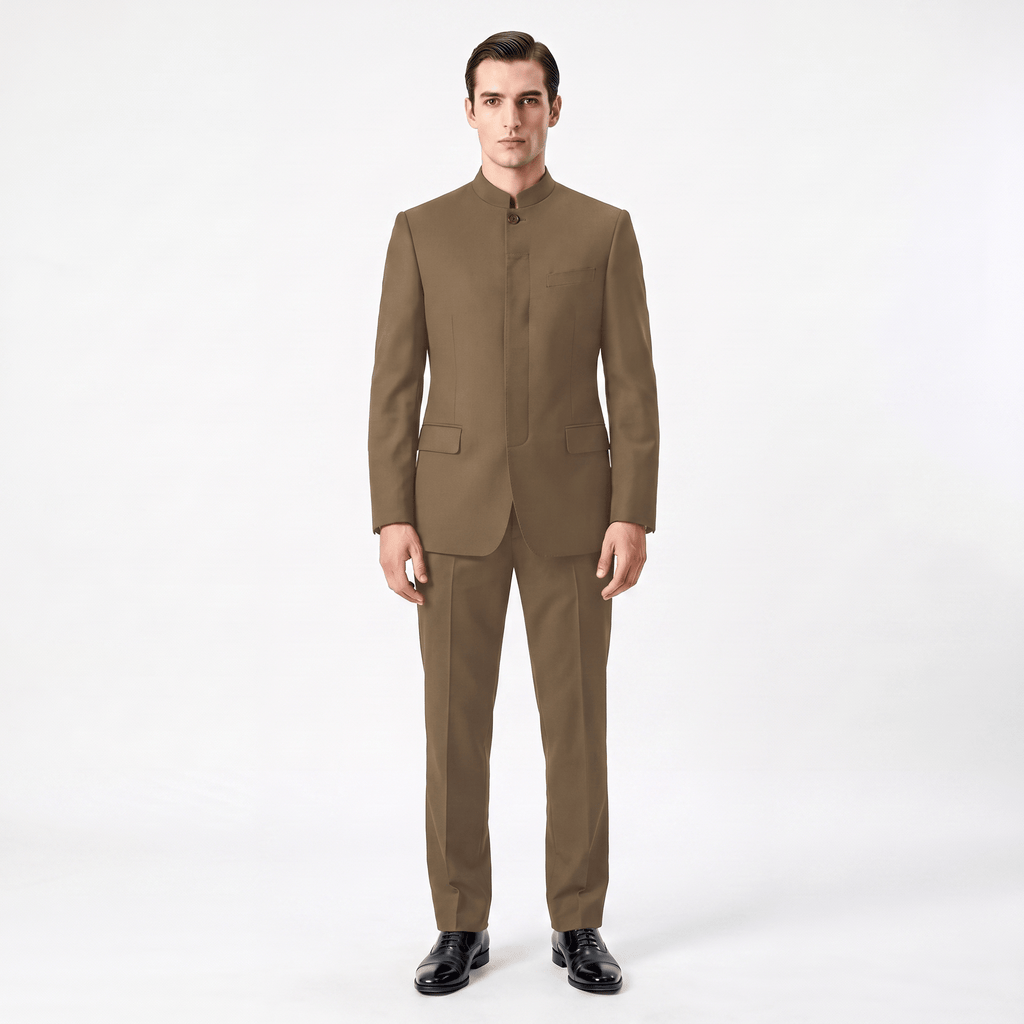Tiavllya Tiavllya Classic 2 Piece Men's Suit Slim Fit Solid Stand Collar Wedding Suit (Blazer+Pants）