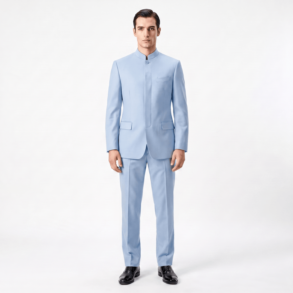 Tiavllya Tiavllya Classic 2 Piece Men's Suit Slim Fit Solid Stand Collar Wedding Suit (Blazer+Pants）