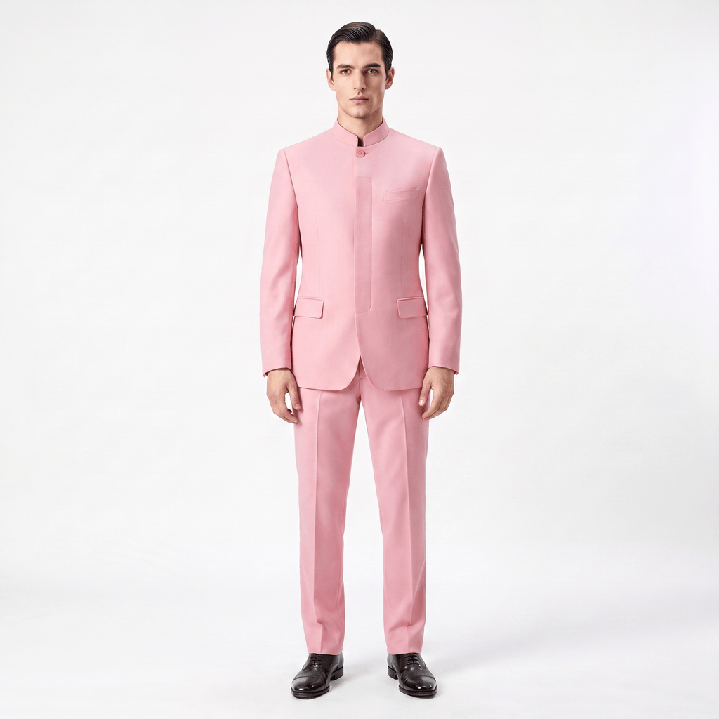 Tiavllya Tiavllya Classic 2 Piece Men's Suit Slim Fit Solid Stand Collar Wedding Suit (Blazer+Pants）