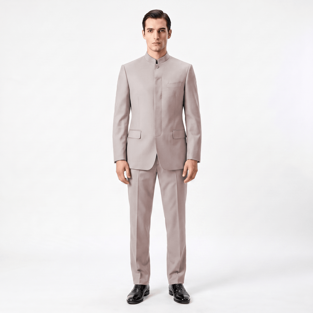 Tiavllya Tiavllya Classic 2 Piece Men's Suit Slim Fit Solid Stand Collar Wedding Suit (Blazer+Pants）