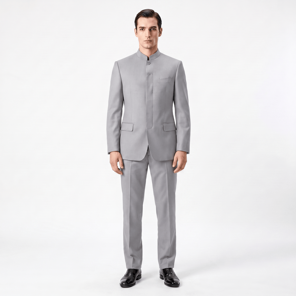 Tiavllya Tiavllya Classic 2 Piece Men's Suit Slim Fit Solid Stand Collar Wedding Suit (Blazer+Pants）