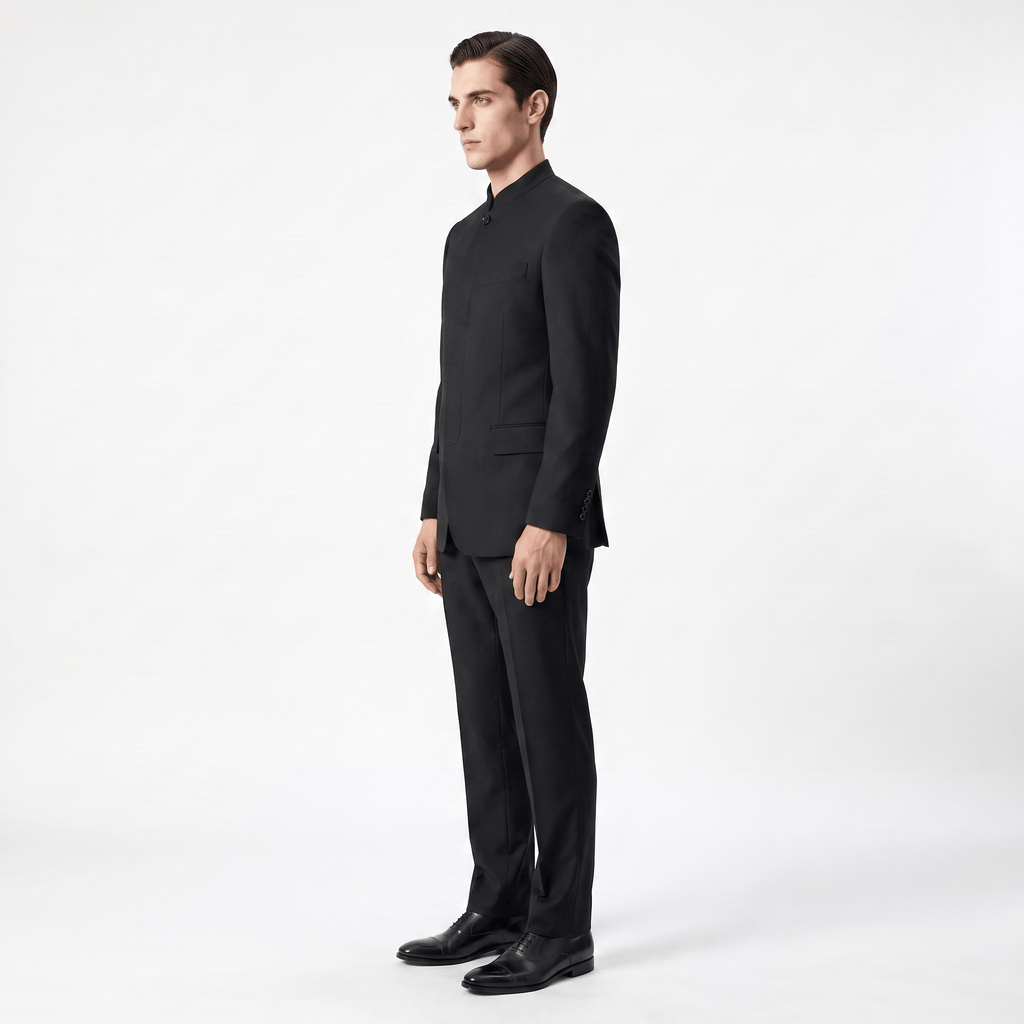 Tiavllya Tiavllya Classic 2 Piece Men's Suit Slim Fit Solid Stand Collar Wedding Suit (Blazer+Pants）