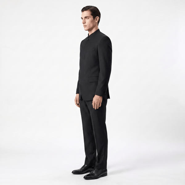 Tiavllya Tiavllya Classic 2 Piece Men's Suit Slim Fit Solid Stand Collar Wedding Suit (Blazer+Pants）