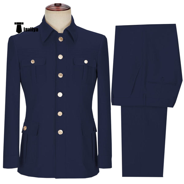 Tiavllya Tiavllya Classic Men's 2 pieces Mens Suit Stand Lapel Flat Tuxedos (Blazer+Pants)