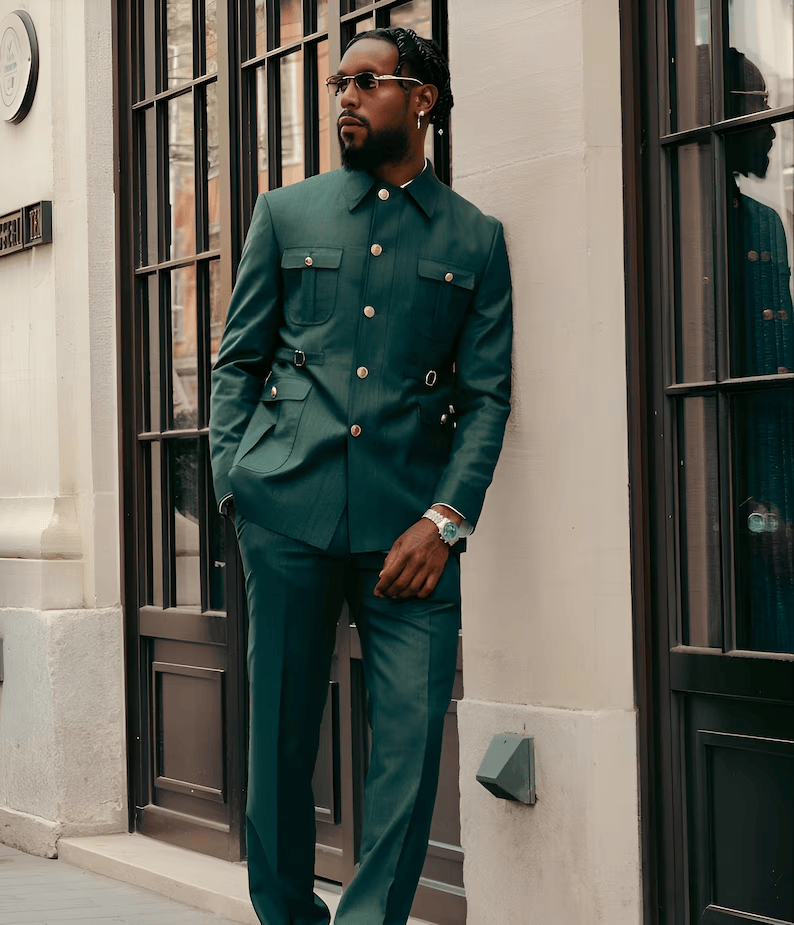 Tiavllya Tiavllya Classic Men's 2 pieces Mens Suit Stand Lapel Flat Tuxedos (Blazer+Pants)