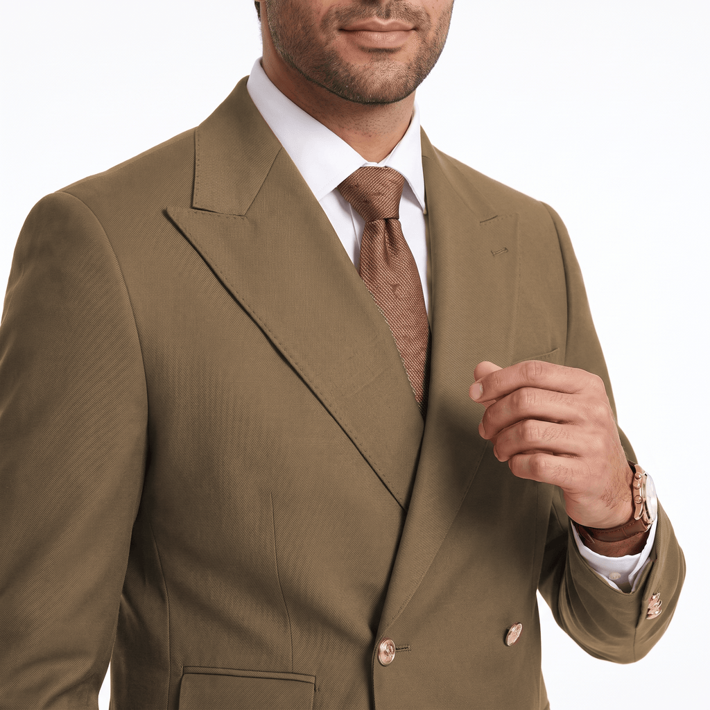Tiavllya Tiavllya Fashion 2 Pieces Men‘’s Suit Double Breasted Flat Peak Lapel Tuxedos (Blazer+Pants)