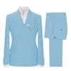 Tiavllya Tiavllya Fashion 2 Pieces Mens Suit Double Breasted Flat Peak Lapel Tuxedos (Blazer+Pants)