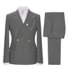 Tiavllya Tiavllya Fashion 2 Pieces Mens Suit Double Breasted Flat Peak Lapel Tuxedos (Blazer+Pants)