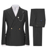 Tiavllya Tiavllya Fashion 2 Pieces Mens Suit Double Breasted Flat Peak Lapel Tuxedos (Blazer+Pants)