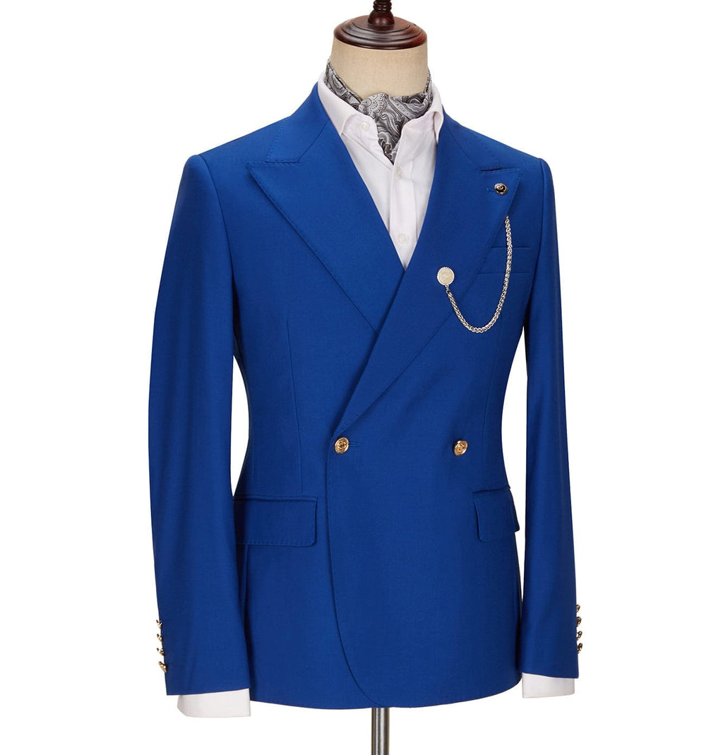 Tiavllya Tiavllya Fashion 2 Pieces Mens Suit Double Breasted Flat Peak Lapel Tuxedos (Blazer+Pants)