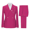 Tiavllya Tiavllya Fashion 2 Pieces Mens Suit Double Breasted Flat Peak Lapel Tuxedos (Blazer+Pants)