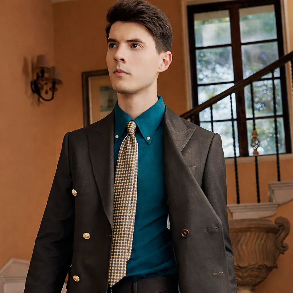 Tiavllya Tiavllya Fashion 2 Pieces Mens Suit Flat Double Breasted Tuxedos For Wedding (Blazer+Pants)