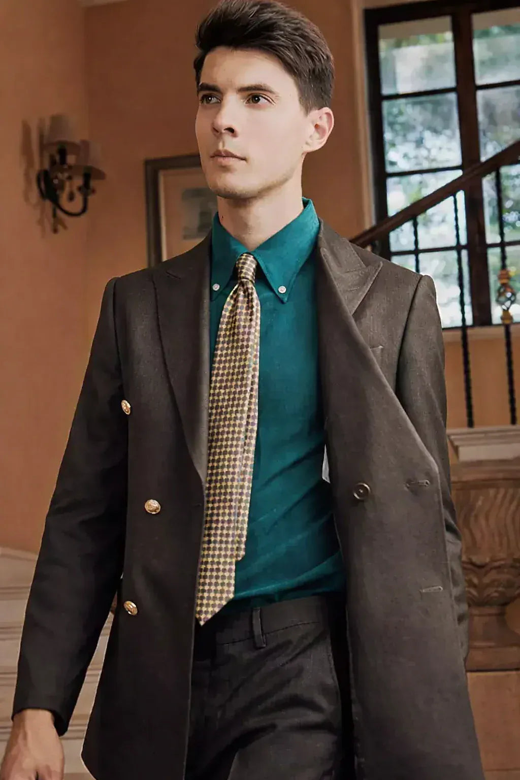 Tiavllya Tiavllya Fashion 2 Pieces Mens Suit Flat Double Breasted Tuxedos For Wedding (Blazer+Pants)