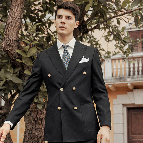 Tiavllya Tiavllya Fashion 2 Pieces Mens Suit Flat Double Breasted Tuxedos For Wedding (Blazer+Pants)