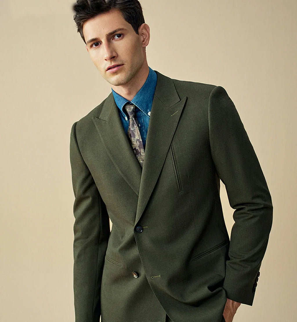 Tiavllya Tiavllya Fashion 2 Pieces Mens Suit Flat Double Breasted Tuxedos For Wedding (Blazer+Pants)