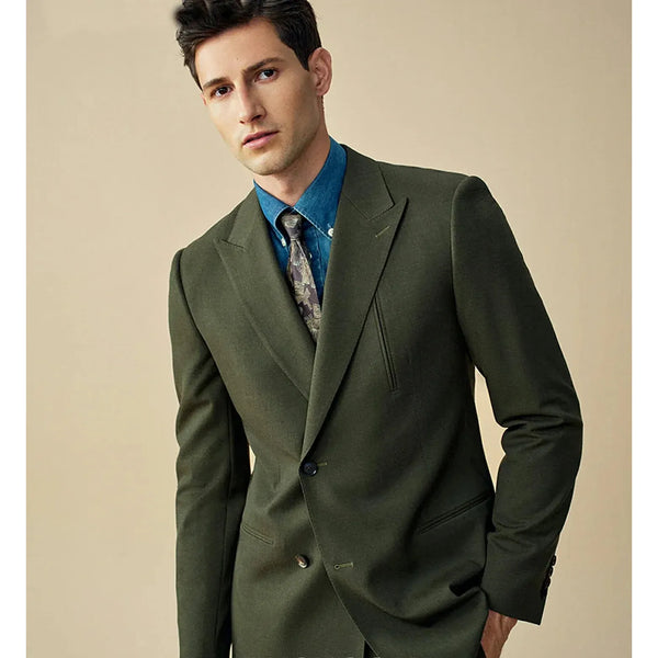 Tiavllya Tiavllya Fashion 2 Pieces Mens Suit Flat Double Breasted Tuxedos For Wedding (Blazer+Pants)