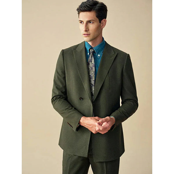 Tiavllya Tiavllya Fashion 2 Pieces Mens Suit Flat Double Breasted Tuxedos For Wedding (Blazer+Pants)