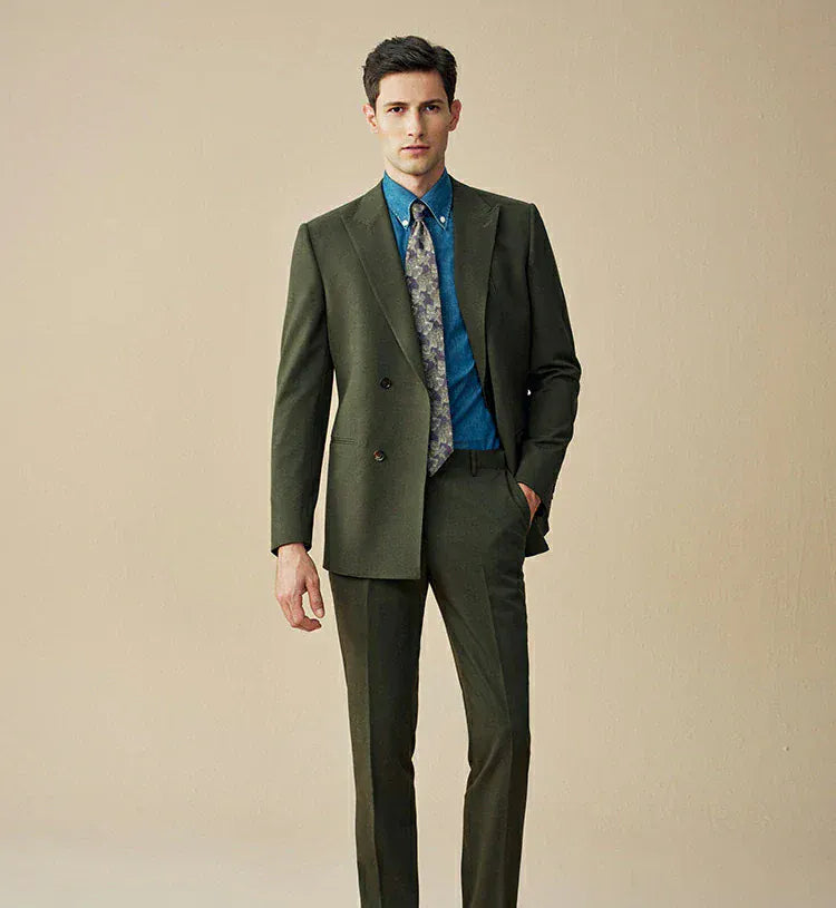 Tiavllya Tiavllya Fashion 2 Pieces Mens Suit Flat Double Breasted Tuxedos For Wedding (Blazer+Pants)