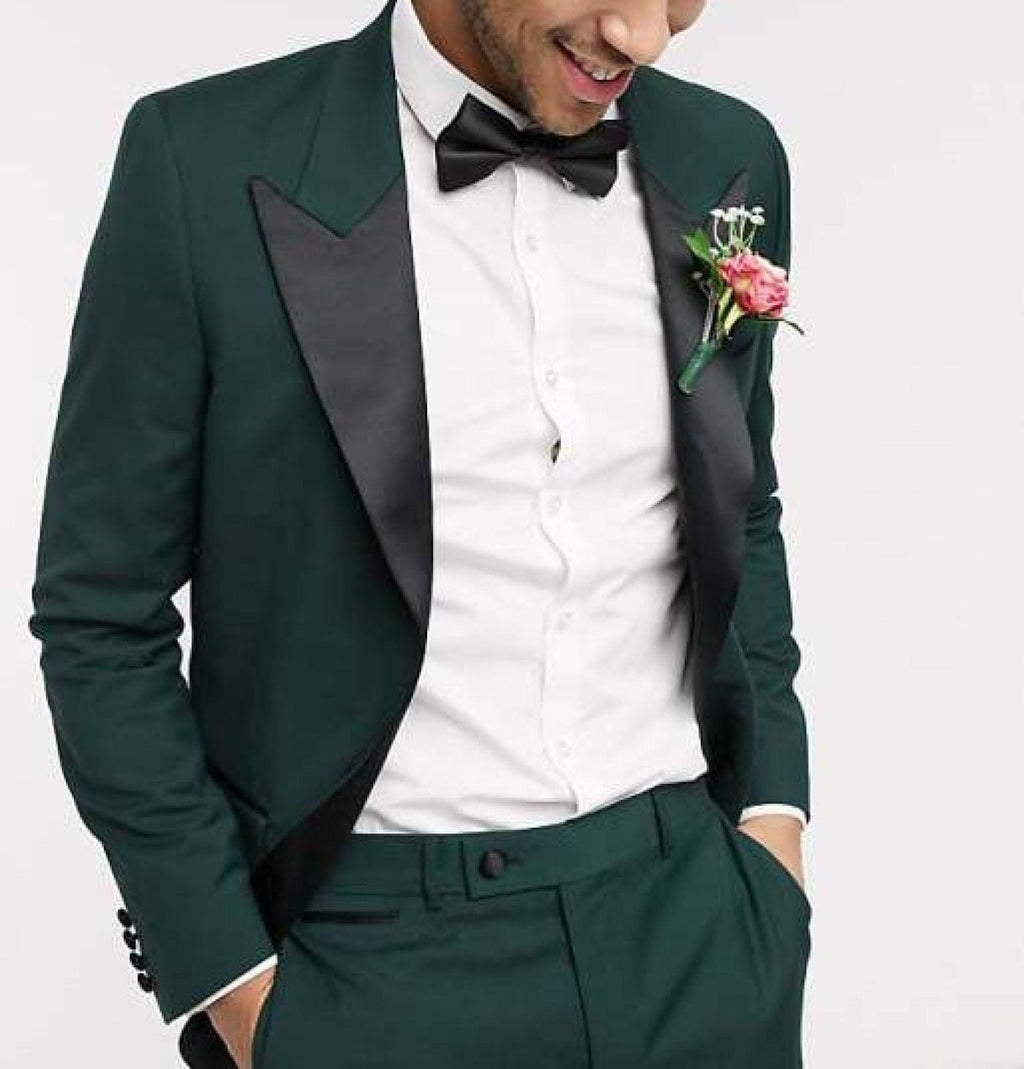Tiavllya Tiavllya Fashion 2 Pieces Mens Suit Flat Peak Lapel Tuxedos For Wedding (Blazer+Pants)