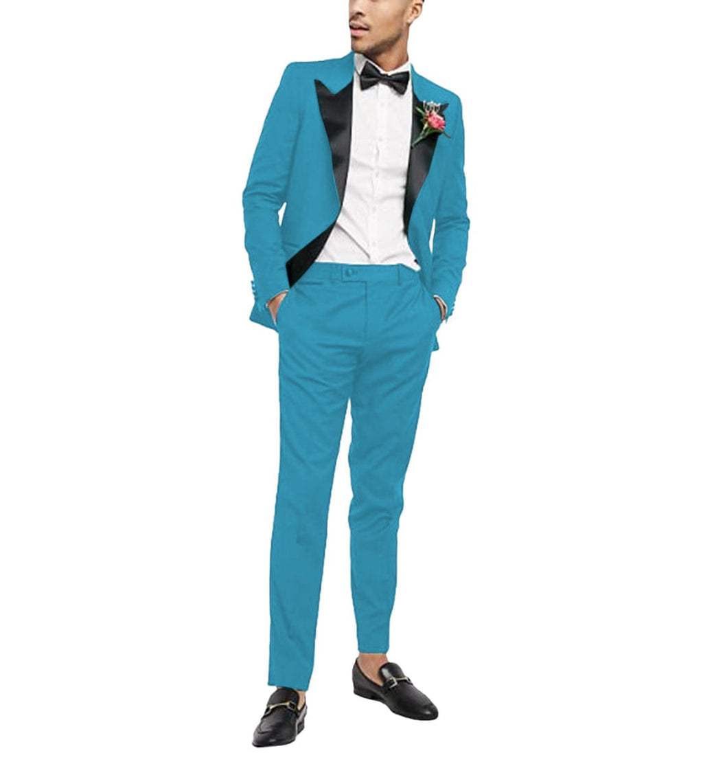 Tiavllya Tiavllya Fashion 2 Pieces Mens Suit Flat Peak Lapel Tuxedos For Wedding (Blazer+Pants)