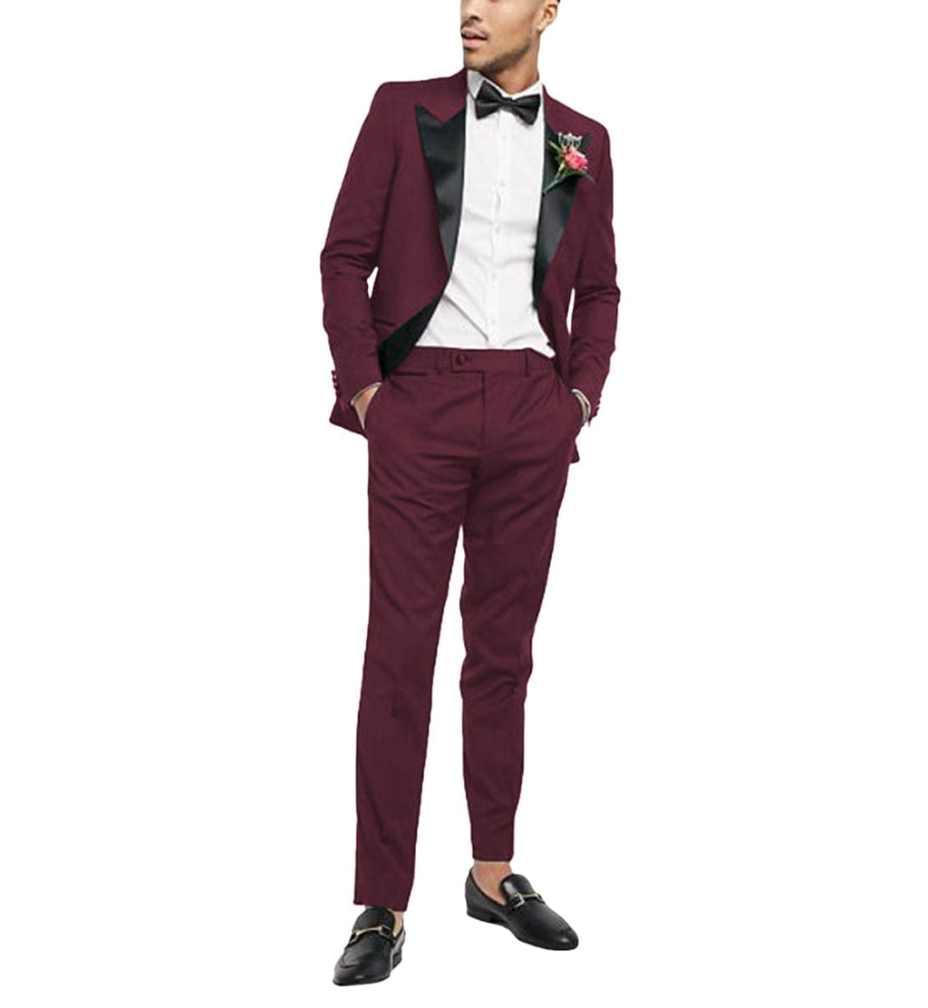 Tiavllya Tiavllya Fashion 2 Pieces Mens Suit Flat Peak Lapel Tuxedos For Wedding (Blazer+Pants)