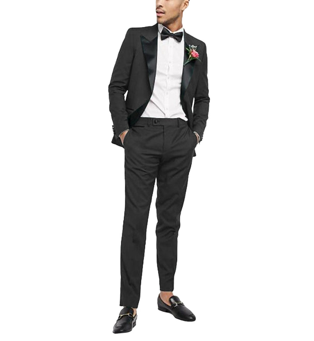 Tiavllya Tiavllya Fashion 2 Pieces Mens Suit Flat Peak Lapel Tuxedos For Wedding (Blazer+Pants)