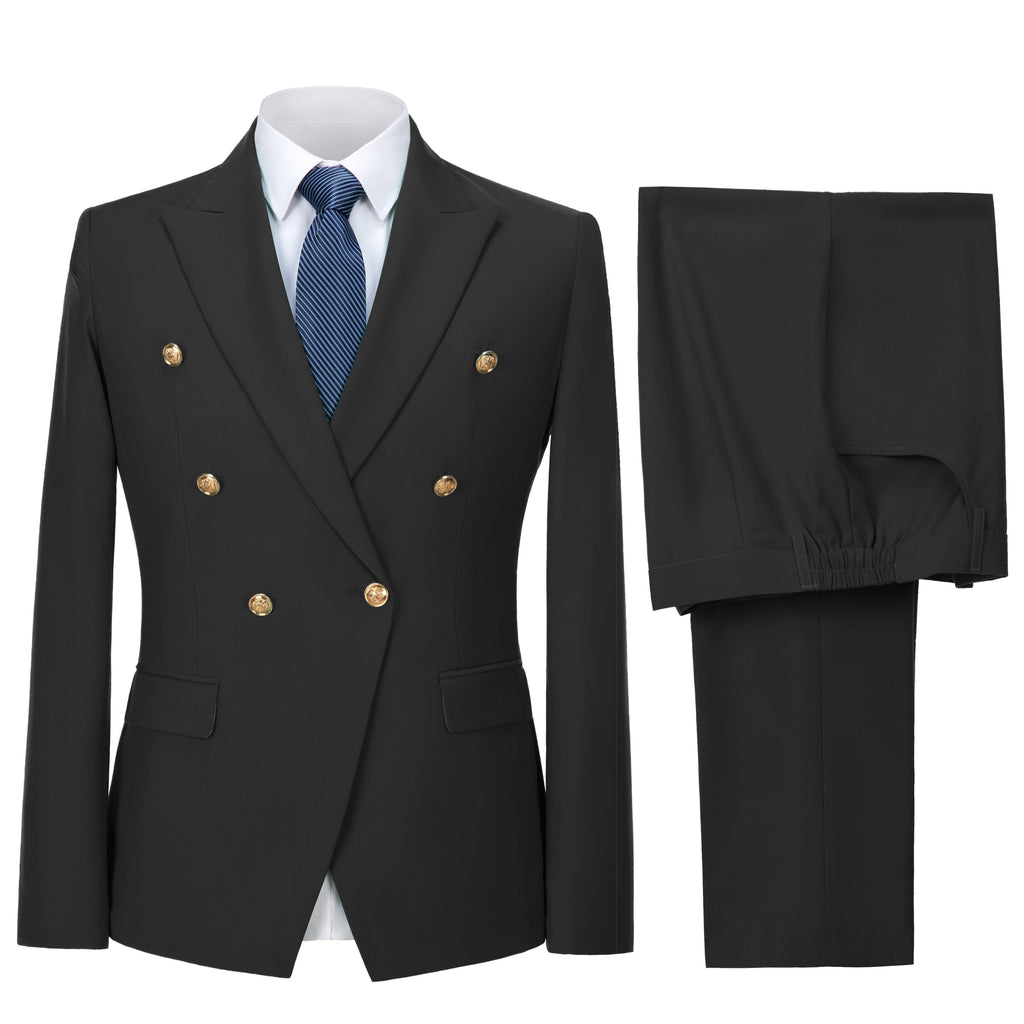Tiavllya Tiavllya Fashion 2 Pieces Mens Suit Flat Peak Lapel Tuxedos For Wedding (Blazer+Pants)