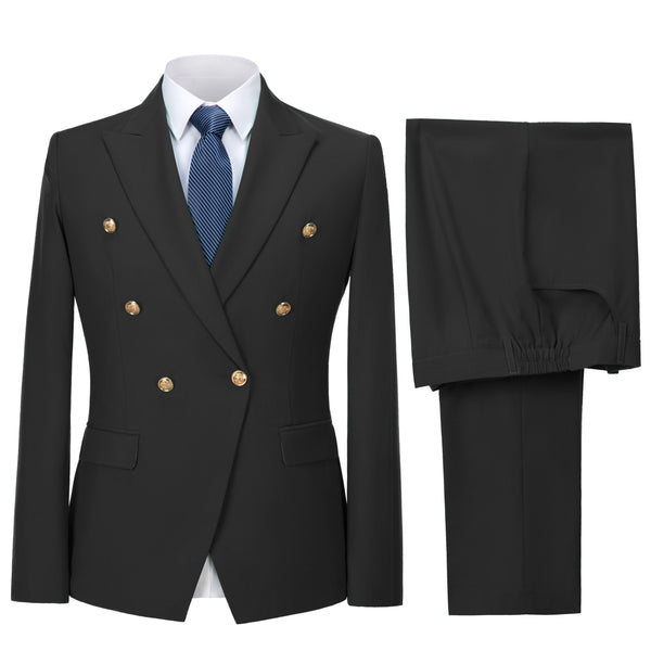 Tiavllya Tiavllya Fashion 2 Pieces Mens Suit Flat Peak Lapel Tuxedos For Wedding (Blazer+Pants)