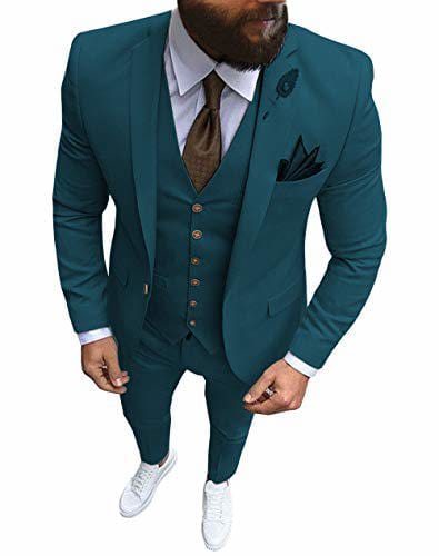Tiavllya Tiavllya Fashion 3 Pieces Mens Suit Flat Notch Lapel Tuxedos (Blazer+vest+Pants)