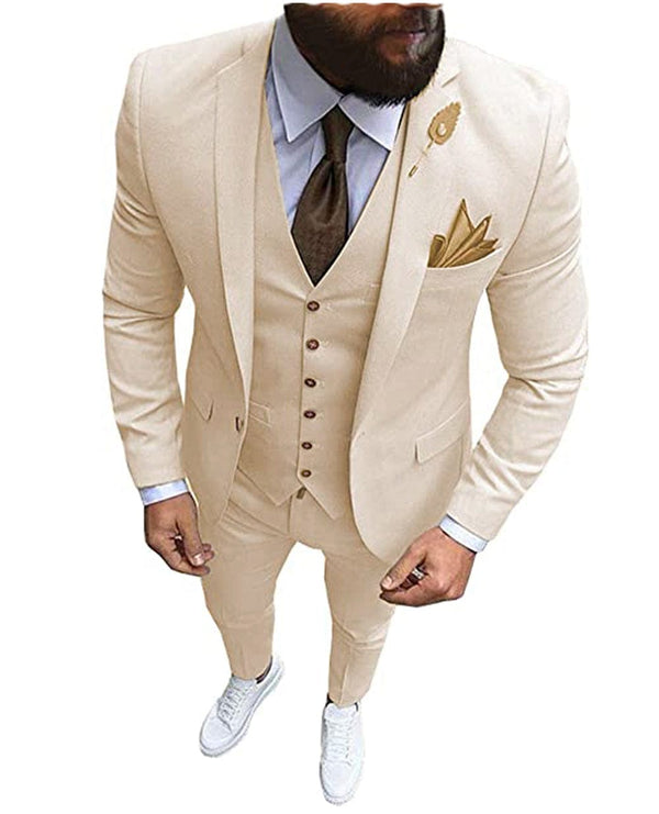Tiavllya Tiavllya Fashion 3 Pieces Mens Suit Flat Notch Lapel Tuxedos (Blazer+vest+Pants)