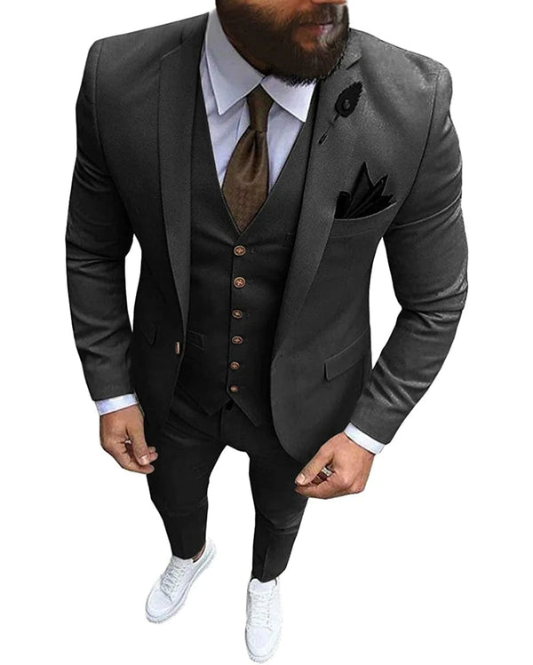 Tiavllya Tiavllya Fashion 3 Pieces Mens Suit Flat Notch Lapel Tuxedos (Blazer+vest+Pants)