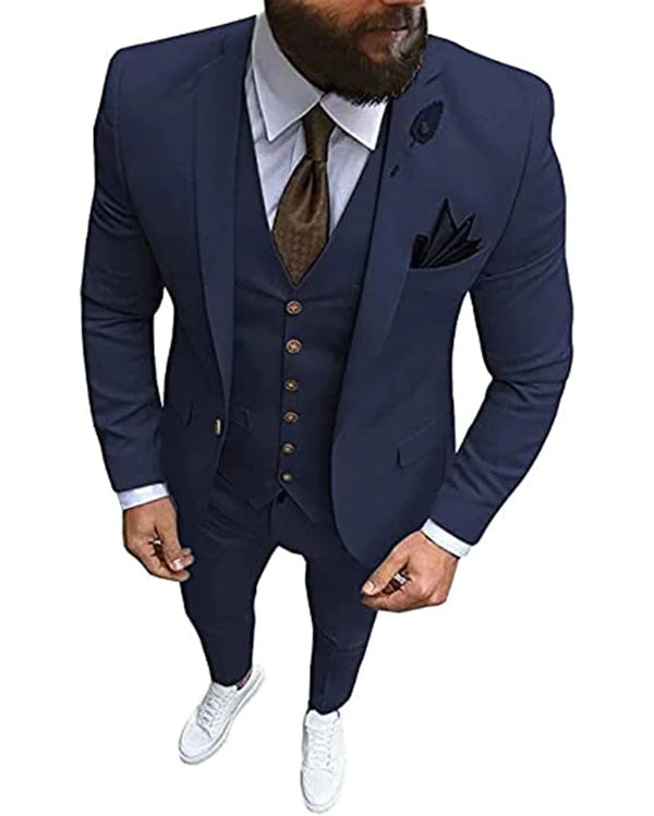 Tiavllya Tiavllya Fashion 3 Pieces Mens Suit Flat Notch Lapel Tuxedos (Blazer+vest+Pants)
