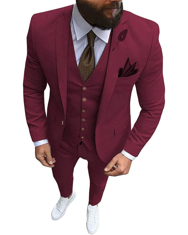 Tiavllya Tiavllya Fashion 3 Pieces Mens Suit Flat Notch Lapel Tuxedos (Blazer+vest+Pants)