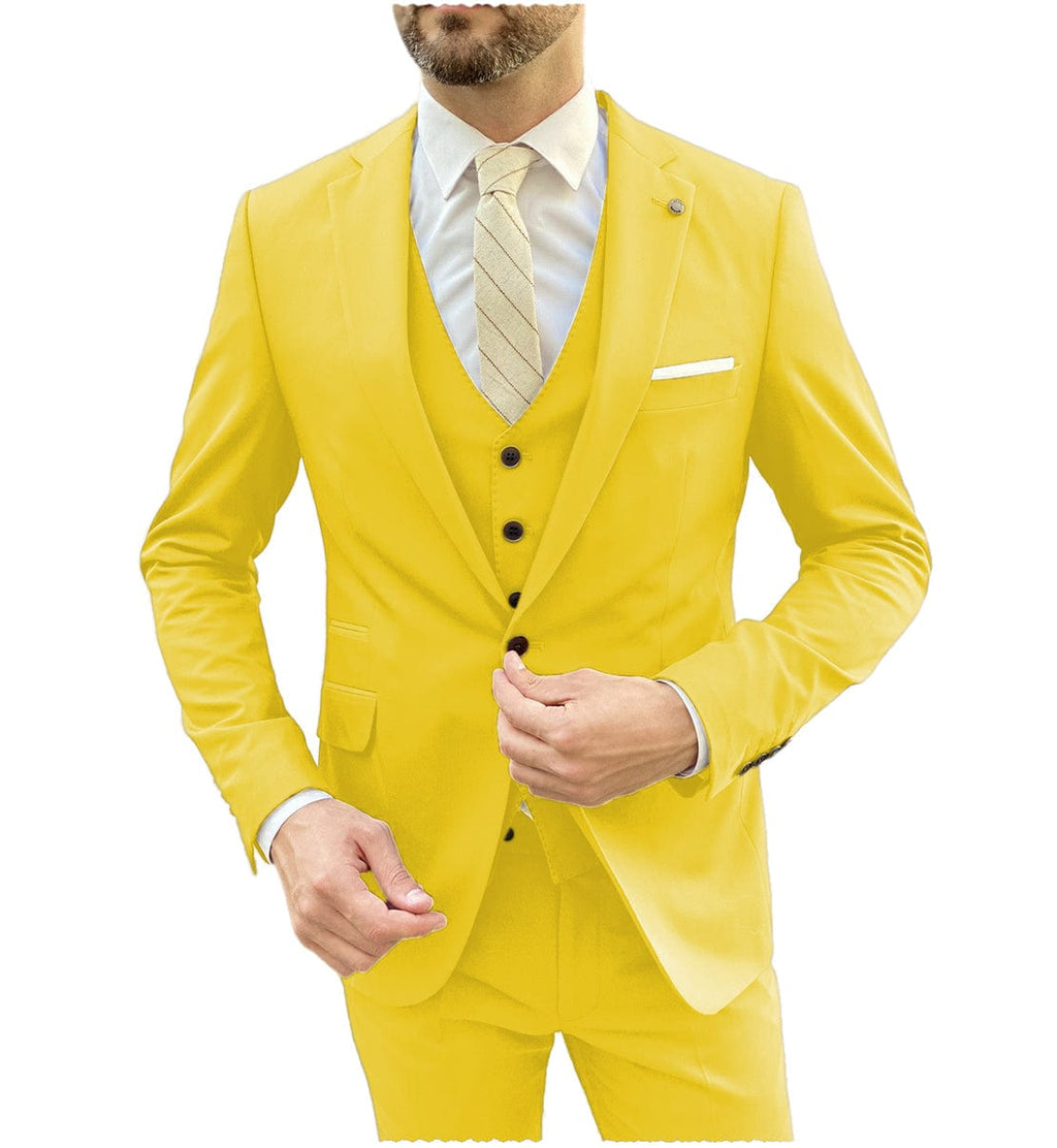 Tiavllya Tiavllya Fashion 3 Pieces Mens Suit Flat Notch Lapel Tuxedos For Wedding (Blazer+vest+Pants)