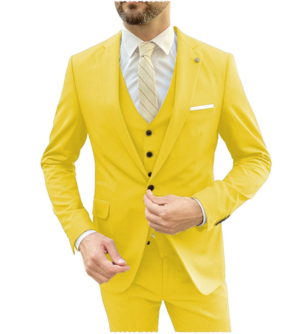 Tiavllya Tiavllya Fashion 3 Pieces Mens Suit Flat Notch Lapel Tuxedos For Wedding (Blazer+vest+Pants)